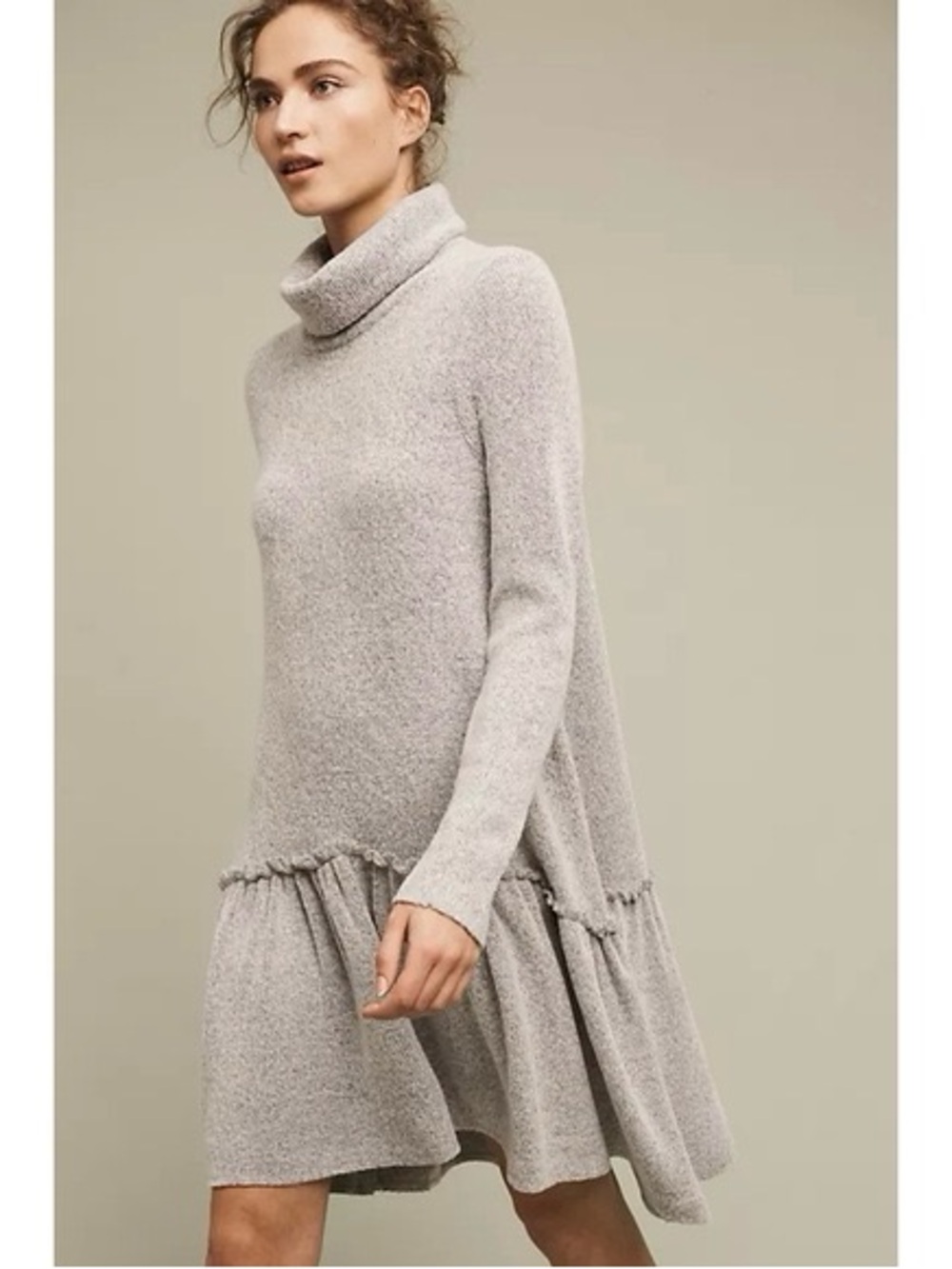 Anthropologie Moth Wool blend Eira Gray Turtleneck Sweater Dress